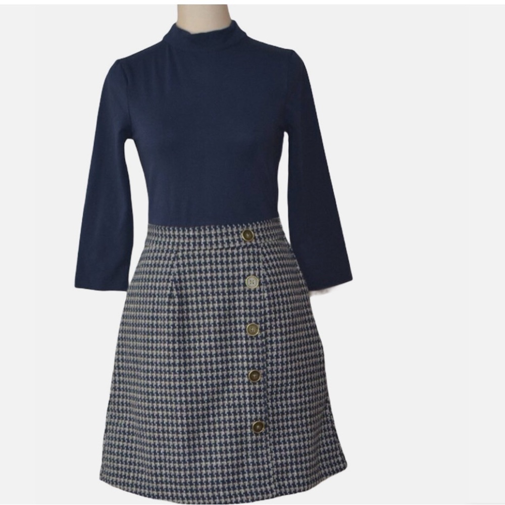 ModCloth - Partner in Poise Twofer Mini Dress Tweed Medium blue grey